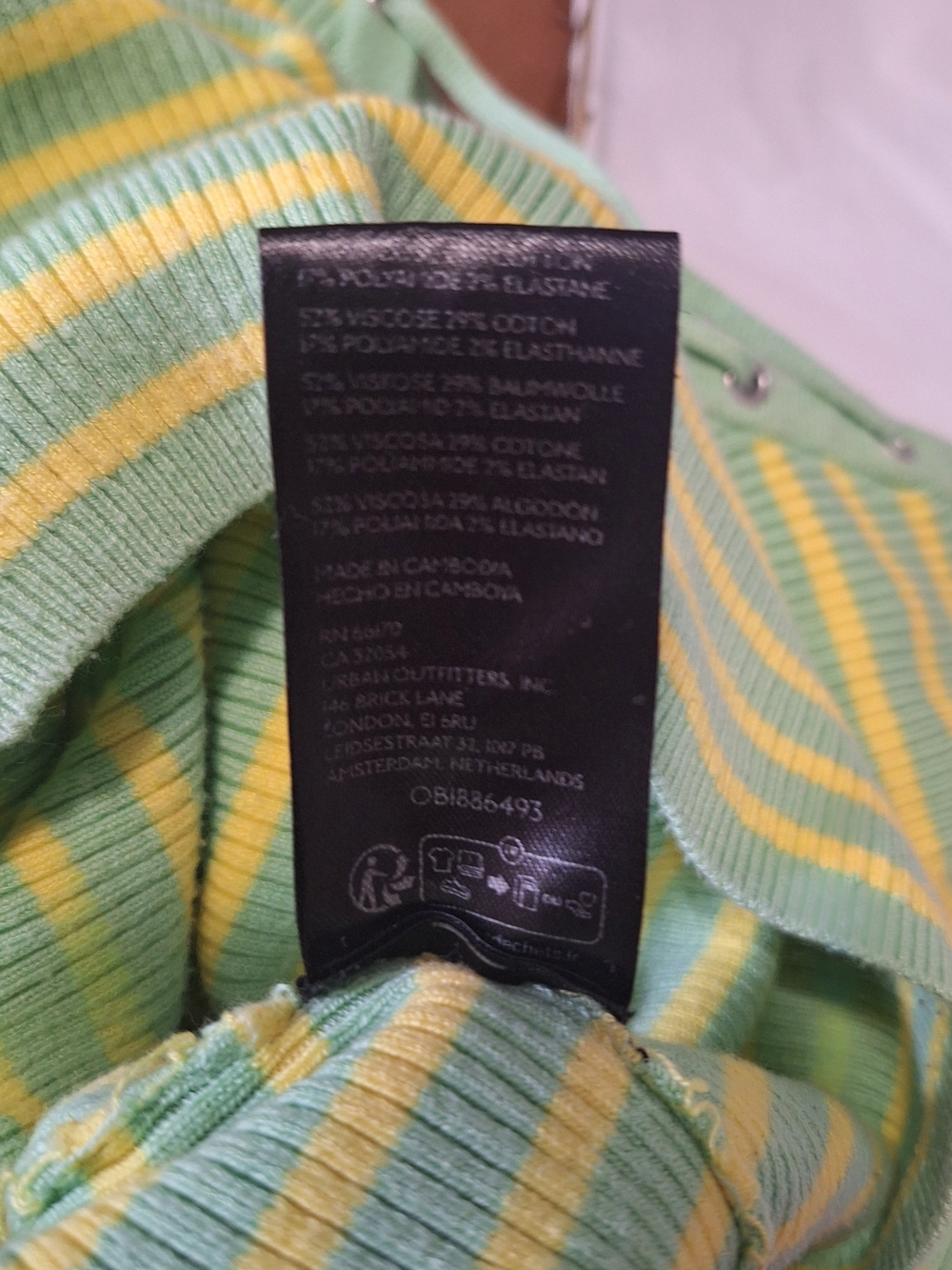 Urban Outfitters BDG Green & Yellow Striped Lace-Up Ribbed Crop Top - Picture 5 of 6